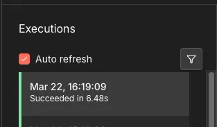 n8n execution log showing a successful test run